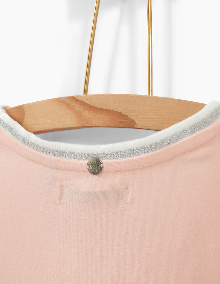 Camiseta cropped rosa pastel borde acanalado niña-6