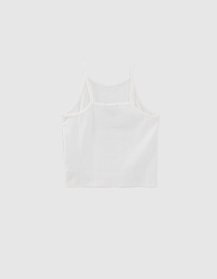 Girls’ off-white ribbed slogan cropped vest top - IKKS