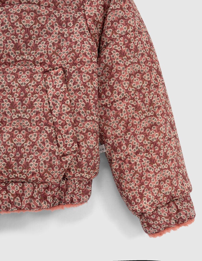 Girls’ rosewood flower/Sherpa reversible jacket-7