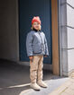 Blaue Jungensteppjacke mit Velourskragen-3