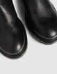 Women’s black leather biker boots with double buckle-4
