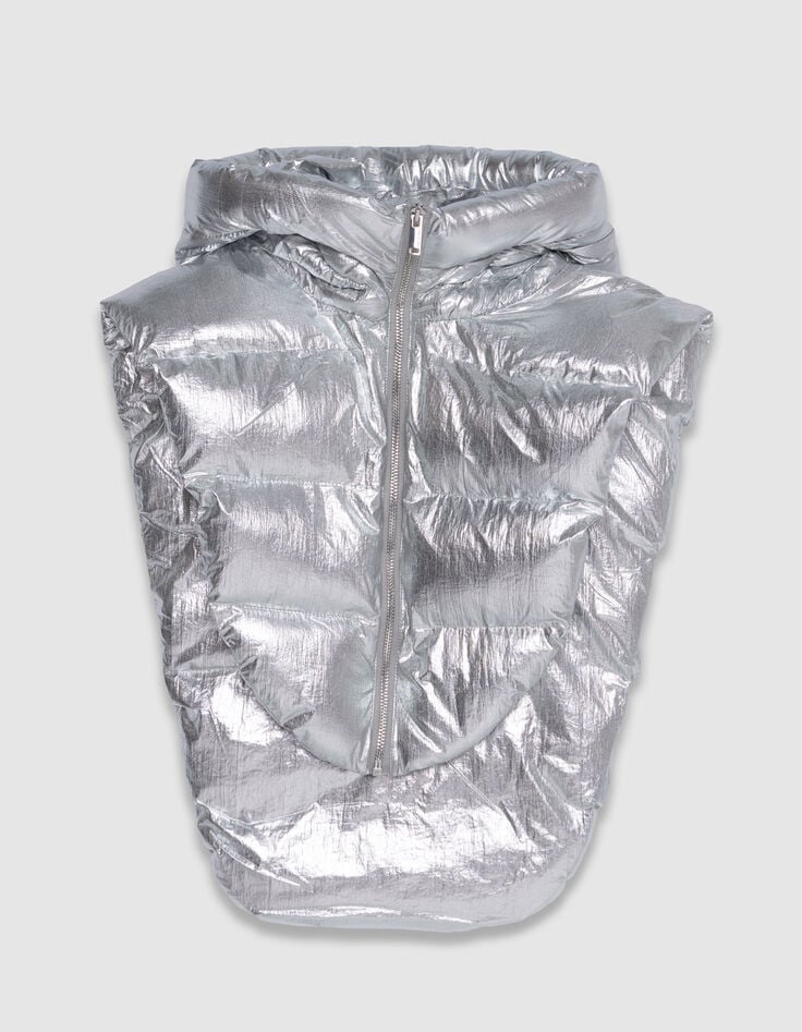 Capuche doudoune argent nylon Femme-1 Capuche doudoune argent nylon Femme-1