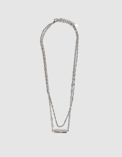 Women’s double chain necklace with IKKS talisman pendant - IKKS