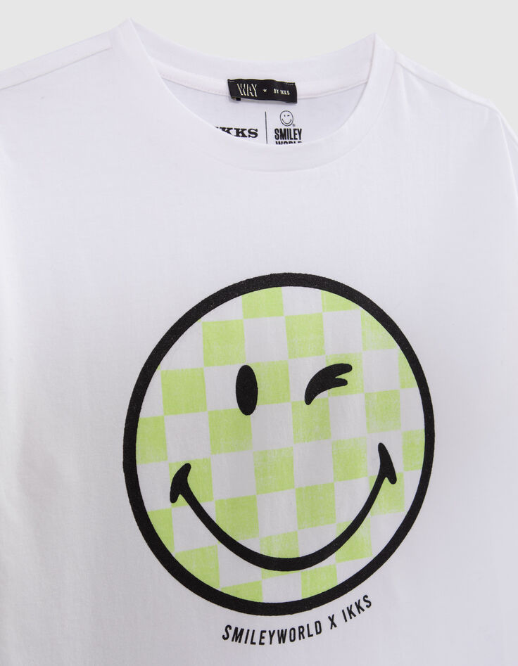 Camiseta blanca damero verde SMILEYWORLD niña-3