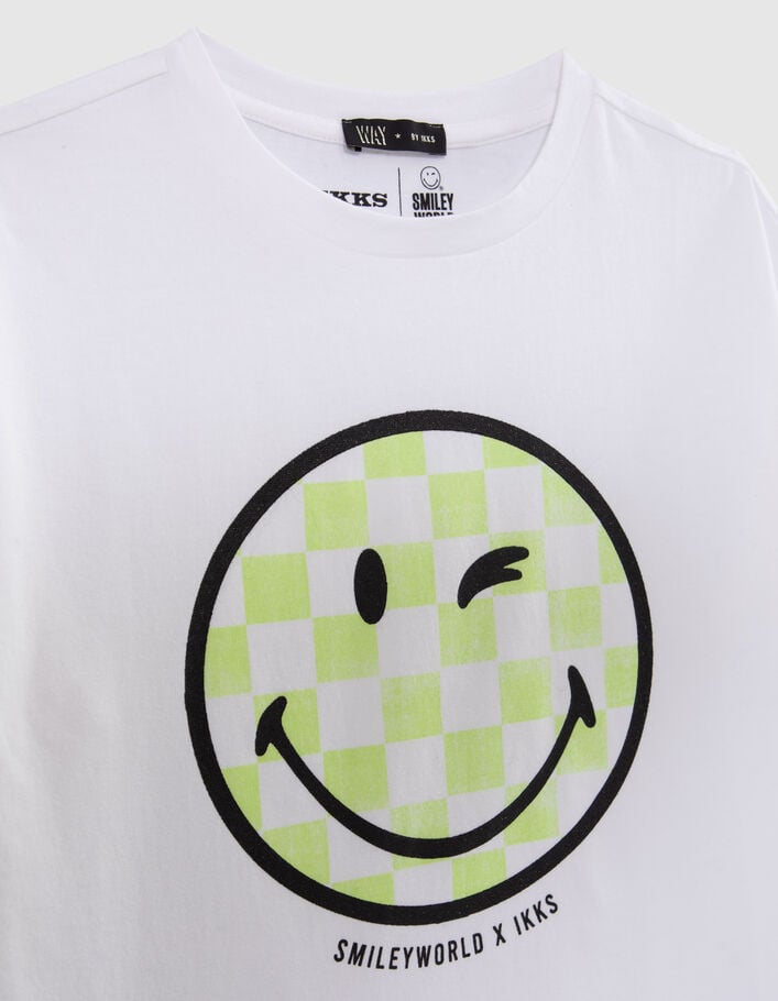 Weißes Mädchen-T-Shirt mit Zielflaggenmotiv und SMILEYWORLD - IKKS