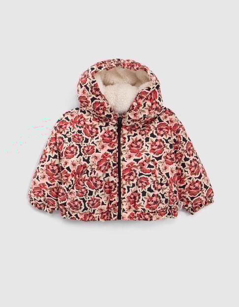 Doudoune noire imprimé maxi roses bébé fille - IKKS