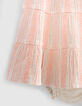 Robe écrue rayures tissées pêche et bloomer bébé fille-4