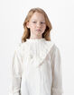 Chemise écrue gaze de coton brodée fleurs fille-1