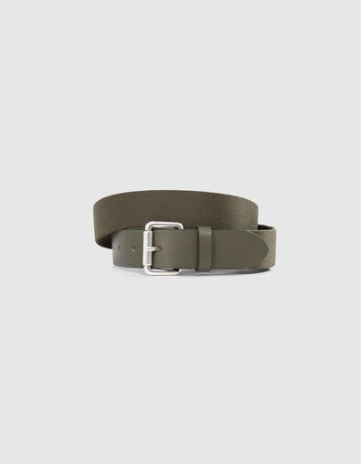 Men’s khaki textile belt with metal buckle - IKKS