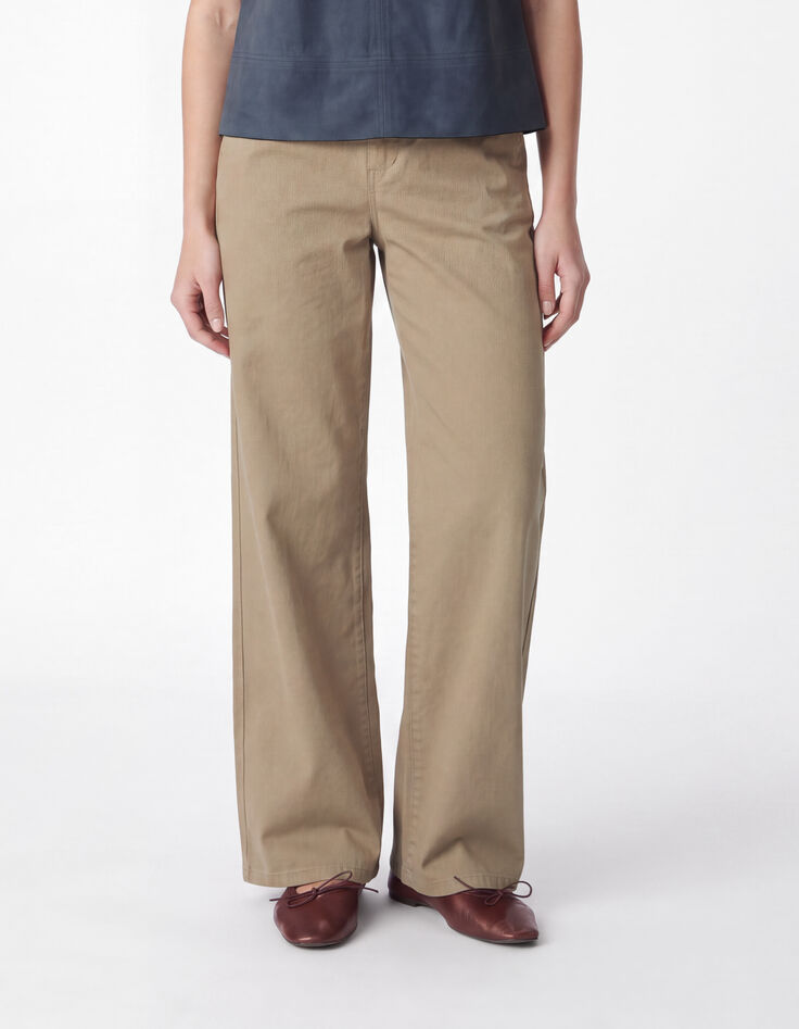Chino large beige coton Femme-2