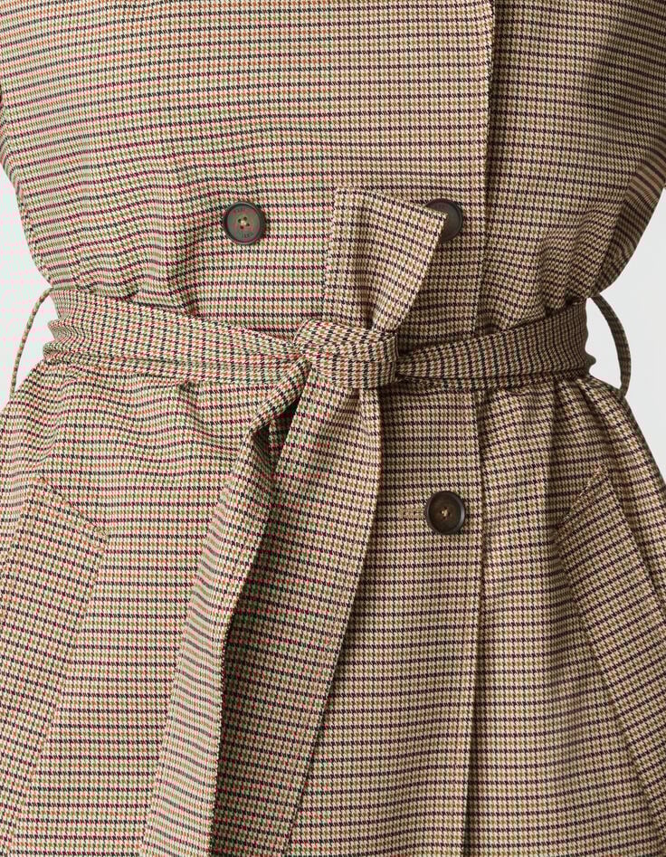 Trench largo camel pata de gallo mujer-4 Trench largo camel pata de gallo mujer-4
