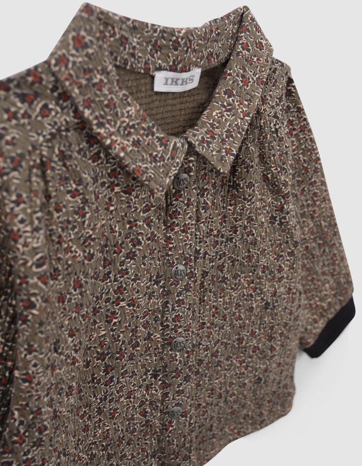 Kaki blouse luipaard-bloemenprint babymeisjes-5