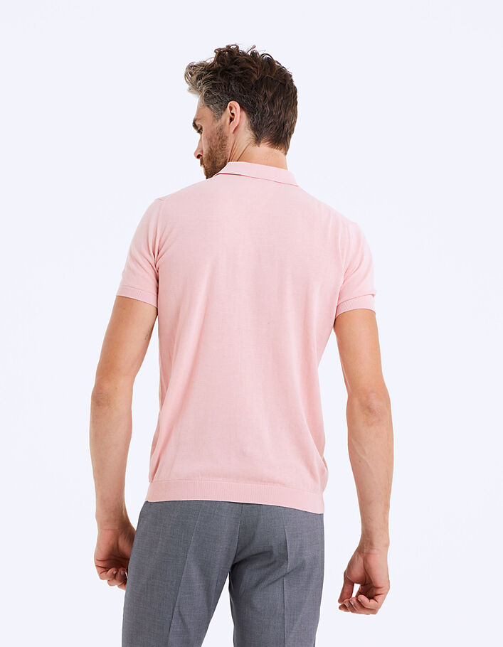 Hellrosa Herrenpoloshirt aus Baumwolle mit 3 Knöpfen - IKKS