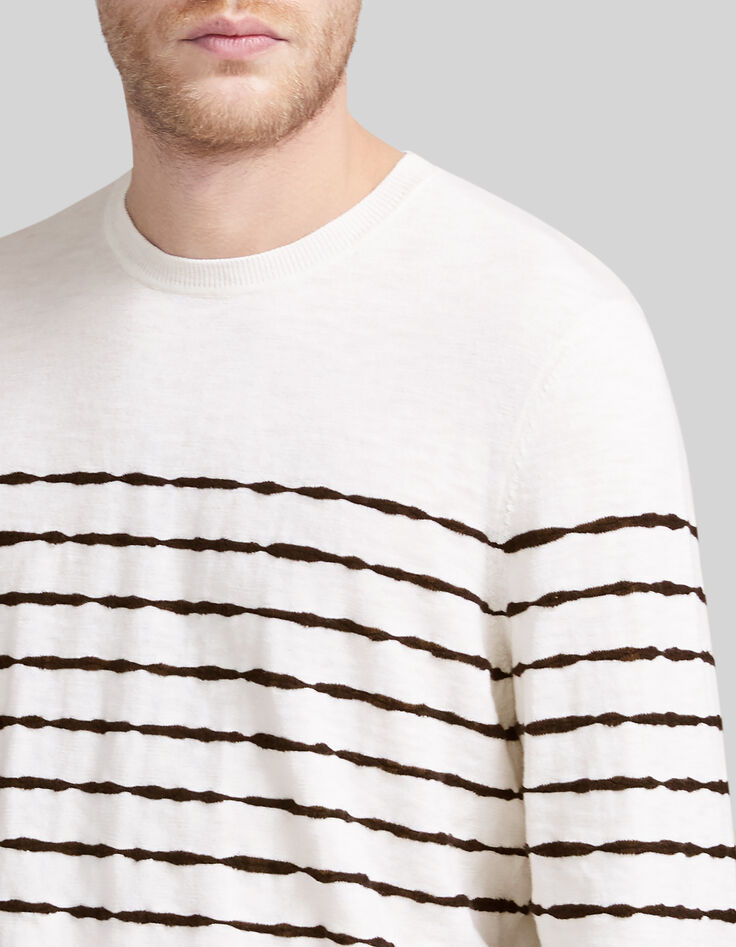 Pull marini&egrave;re stuck tricot ray&eacute; noir Homme-4