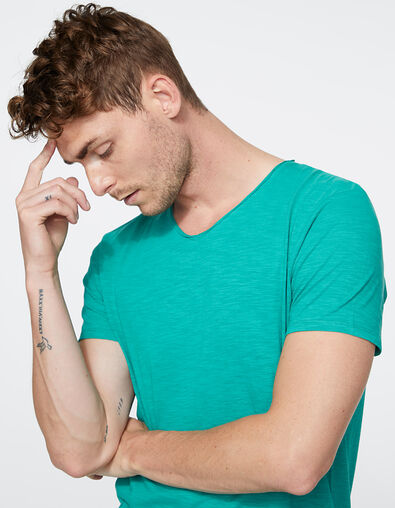 Men’s emerald Essential V-neck T-shirt - IKKS