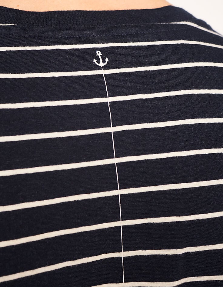 Marine T-shirt wit strepen met anker gemengd linnen Heren-5