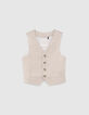 Gilet de costume cérémonie beige rayé garçon-1