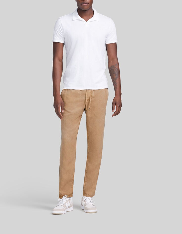 Beige Herrenjogginghose aus Lyocell&reg; mit Gummizug am Bund-1
