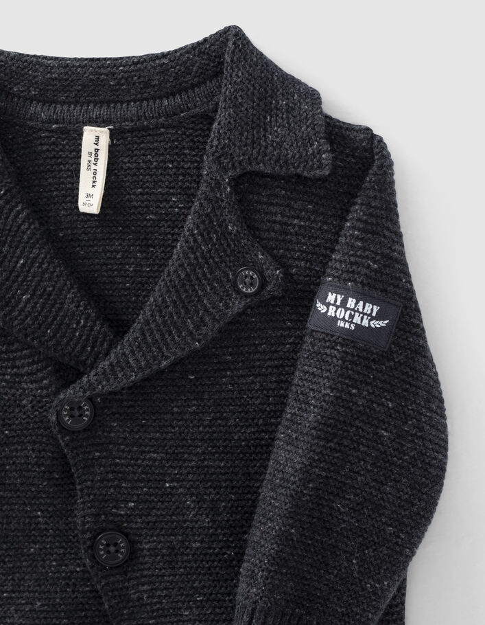 Cárdigan gris jaspeado motero tricot algodón bio bebé - IKKS
