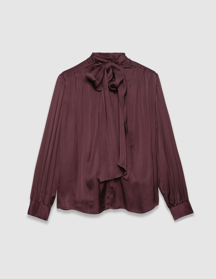 Chemise bordeaux satinée col lavallière Femme-6 Chemise bordeaux satinée col lavallière Femme-6