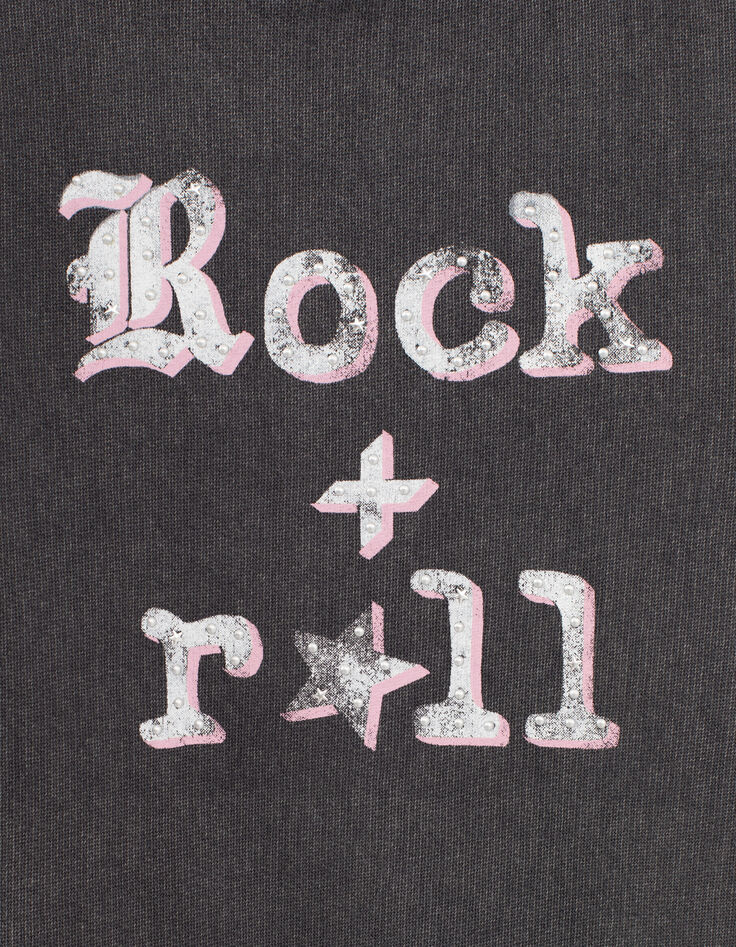 Robe sweat gris molleton d&eacute;lav&eacute; &agrave; message fille-4