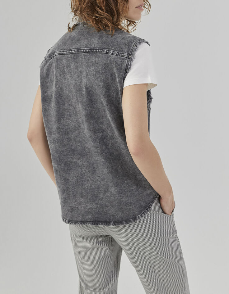 Grijs overshirt in katoen dames-3