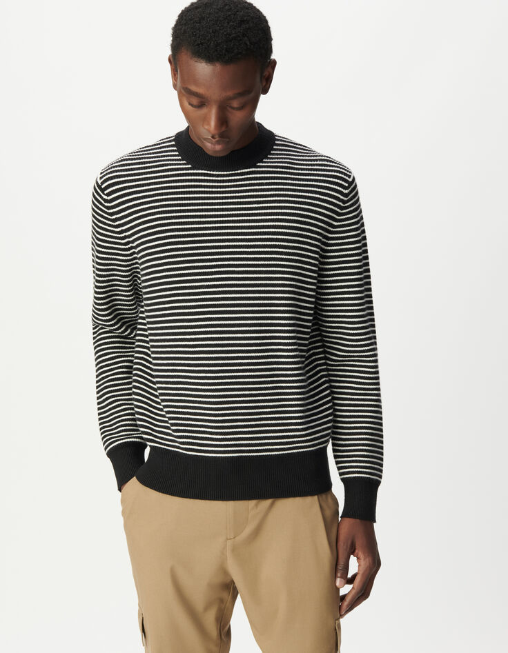 Jersey marinera punto negro rayas blancas hombre-5