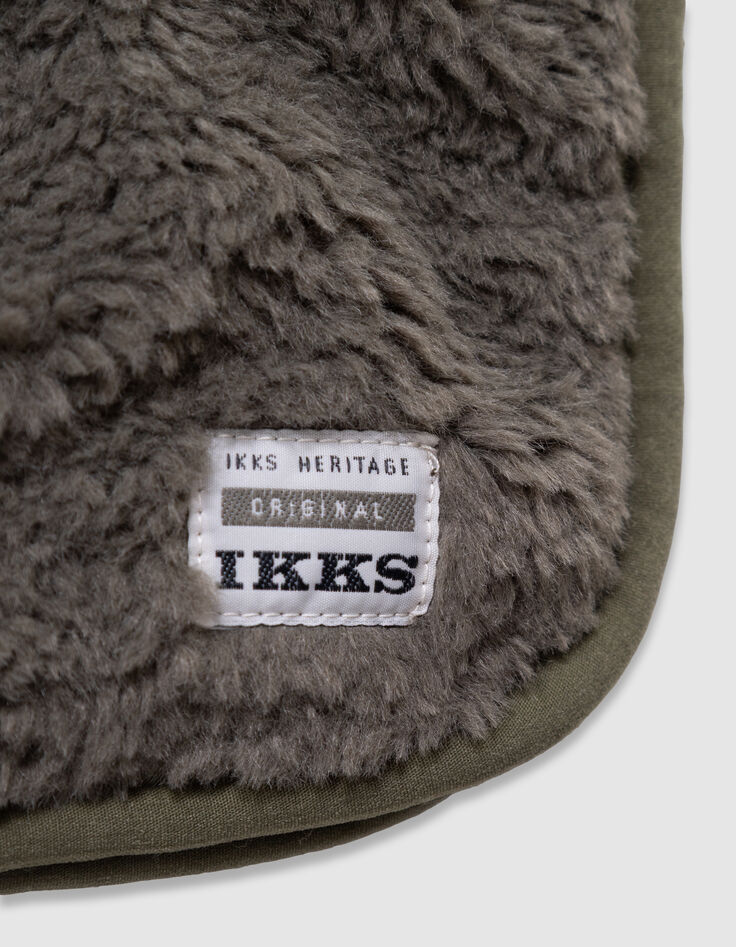 Boys’ khaki sherpa zipped neck warmer-4
