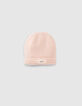 Bonnet rose poudré tricot lurex fourré bébé fille-1