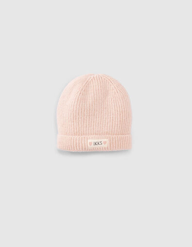 Bonnet rose poudré tricot lurex fourré bébé fille - IKKS