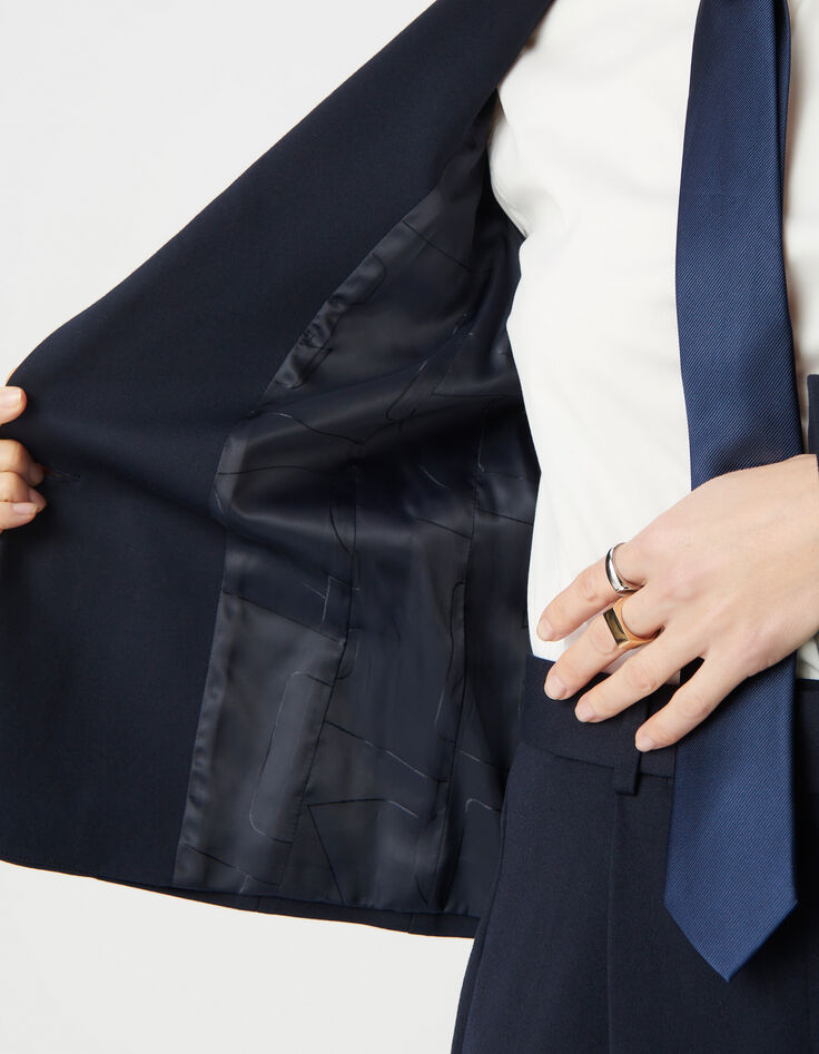 Marine blazer getailleerd milanotricot Dames-4