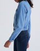 Veste en jean bleu avec clous dos Femme-5