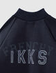 Cárdigan navy estilo teddy con letras niño -5