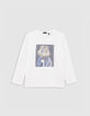 T-shirt blanc coton bio visuel homme-lion garçon-1