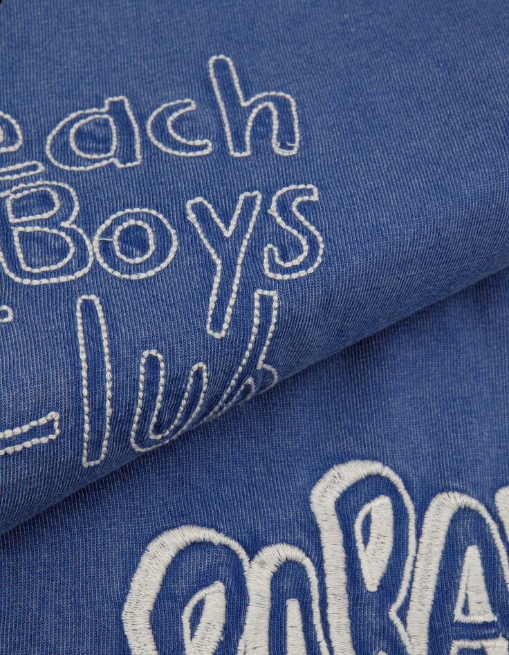 Camiseta azul de algod&oacute;n org&aacute;nico bordado mensajes  ni&ntilde;o-3