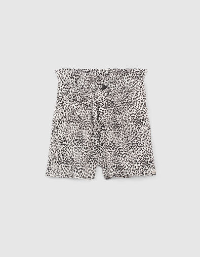 Shorts paper bag blanco fluidos Ecovero® corazones niña - IKKS