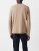 Herrenstrickpullover, beige, geflammt, Rollsaum-Kragen-3