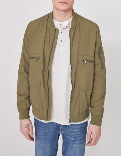Men’s light khaki nylon bomber jacket - IKKS
