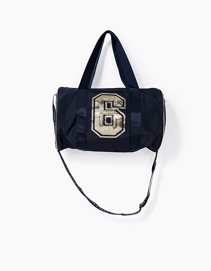 Girls’ navy bowling bag+no. 6 in gold sequins - IKKS