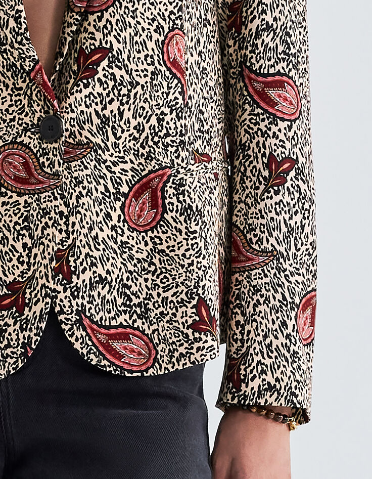 Cremeweißer Recycling-Damenblazer mit Leo-Paisleyprint-4
