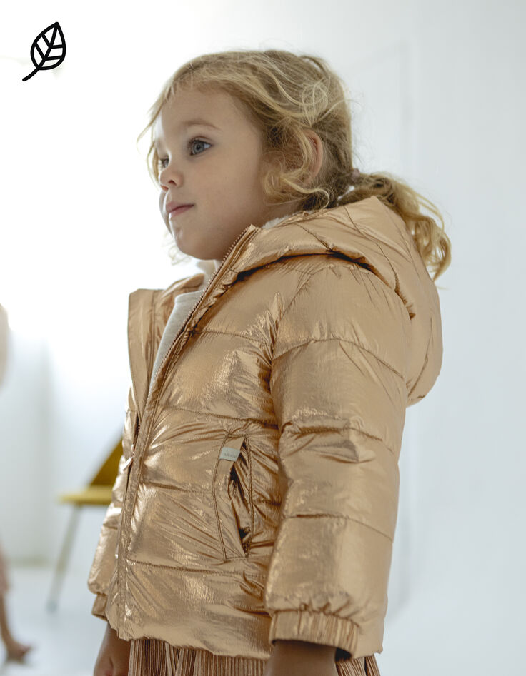 Doudoune cuivrée fourrée bébé fille-3