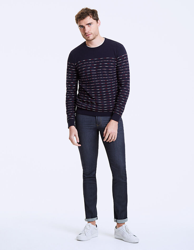 Men's dark blue striped sailor sweater-6