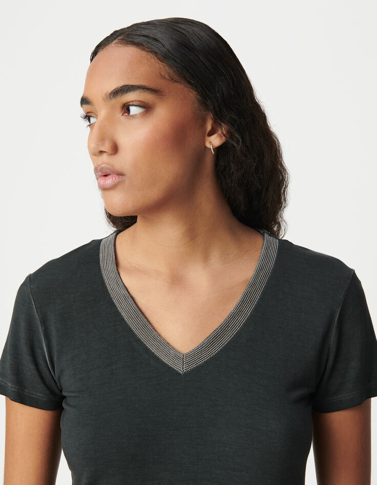 Tee-shirt black blue bijoux femme-4