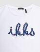 T-shirt blanc coton bio brodé IKKS marine fille-3