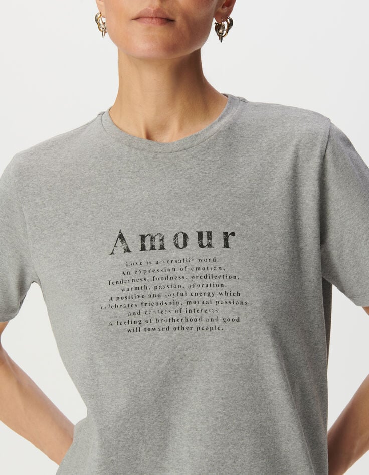 Grey short-sleeved T-shirt with slogan-5 Grey short-sleeved T-shirt with slogan-5
