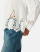 Locker sitzende wei&szlig;e Bluse mit Spitzenstickerei Damen-5