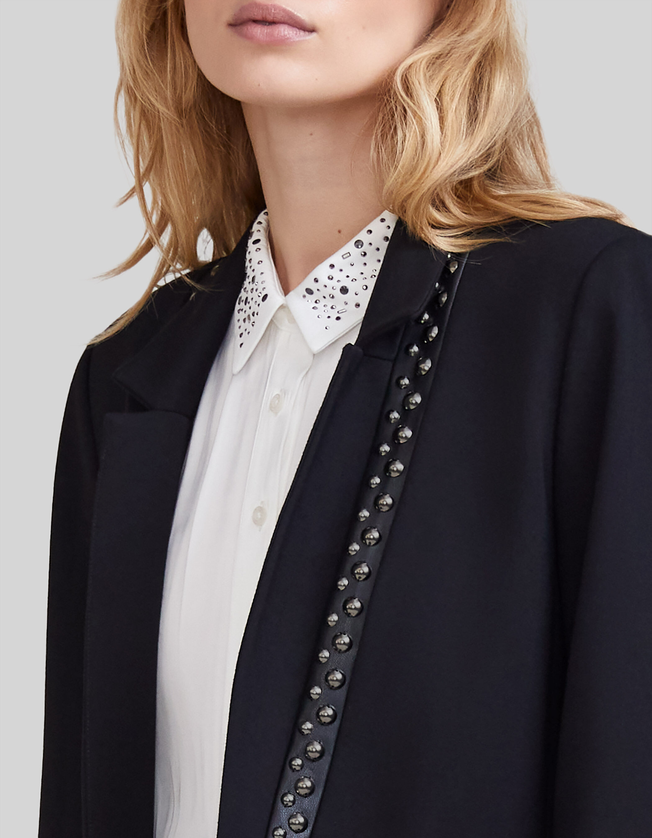 Women s black studded short suit jacket IKKS