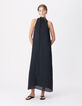 Women's navy long dress with fixed scarf-3
