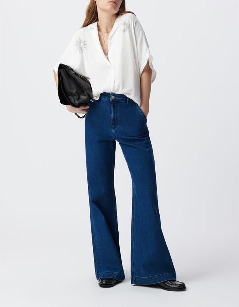 Chemise blanche froiss&eacute;e dessins clout&eacute;s Femme - IKKS