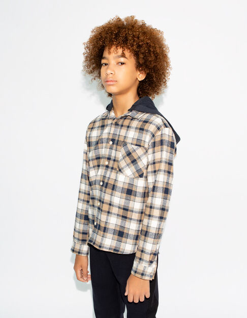 Chemise marine à carreaux à capuche amovible garçon